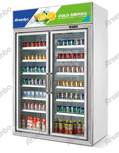Upright 4 Door Commercial Display Drink Fridge 1000L SS304 Material
