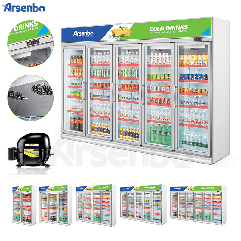 Upright 4 Door Commercial Display Drink Fridge 1000L SS304 Material